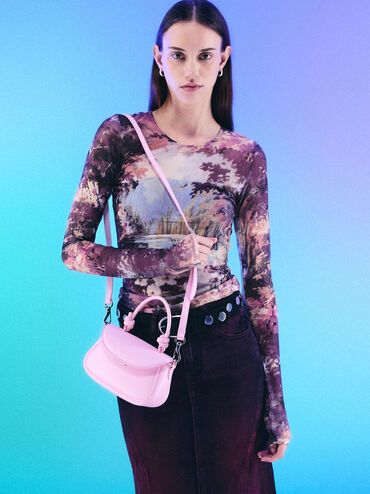 Sammie Knotted-Handle Front-Flap Bag, Bubble Gum Pink, hi-res