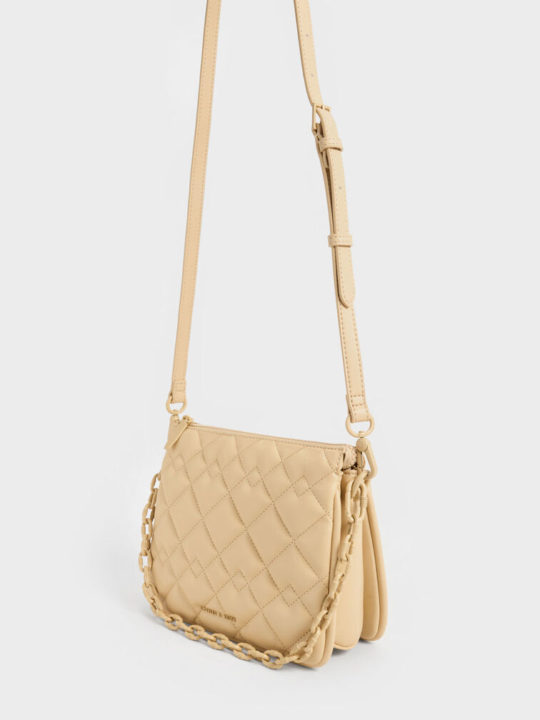 Lana Quilted Shoulder Bag, Beige, hi-res