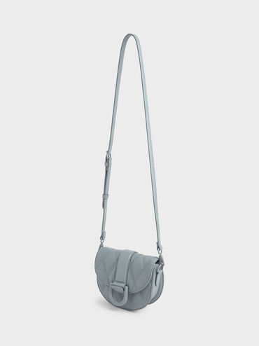 Mini Gabine Quilted Saddle Bag, Steel Blue, hi-res