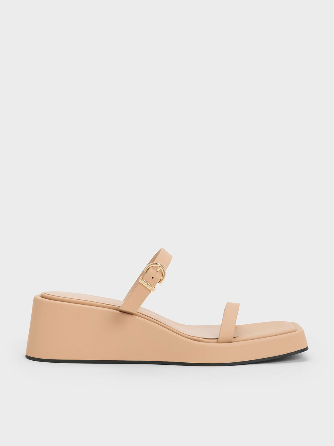 Nude online wedge mules