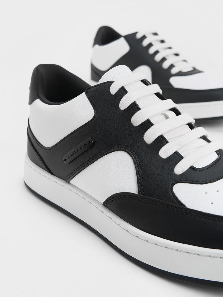 Two-Tone Low-Top Sneakers, Black, hi-res