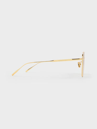 Delta Metallic-Rim Square Sunglasses, Gold, hi-res