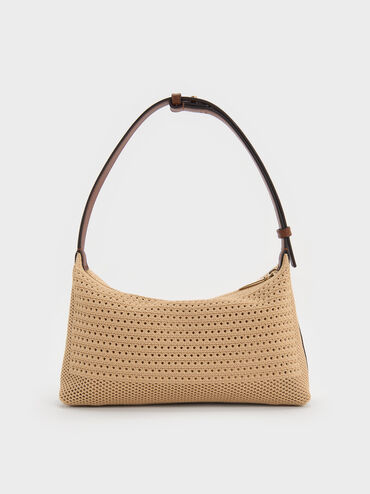 Ida Knitted Shoulder Bag, Beige, hi-res