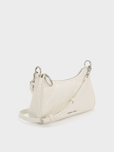 Philomena Crinkle-Effect Chain-Strap Crossbody Bag, Cream, hi-res
