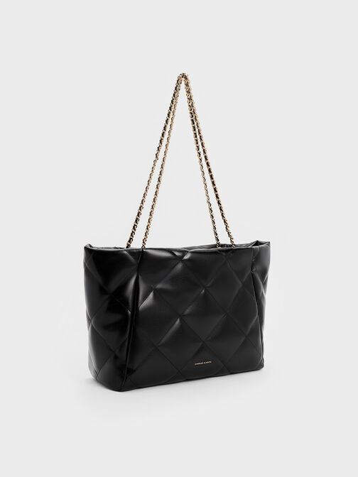Apfra Quilted Chain-Handle Tote Bag, Black, hi-res