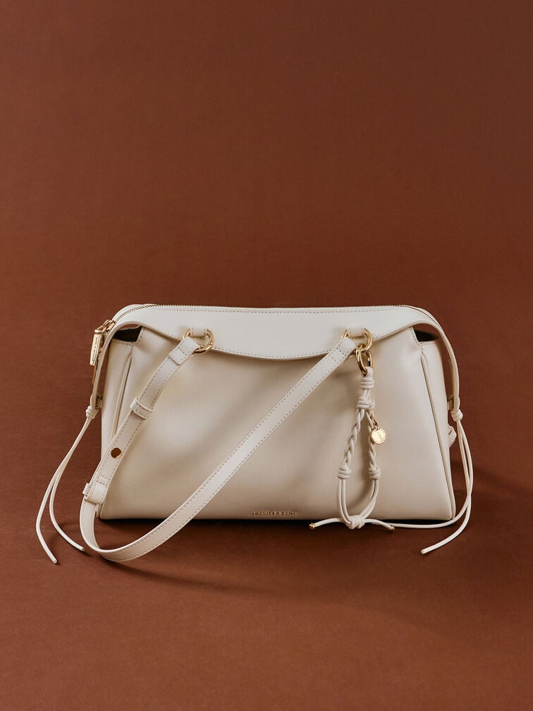 Haylen Braided-Charm Shoulder Bag, Cream, hi-res
