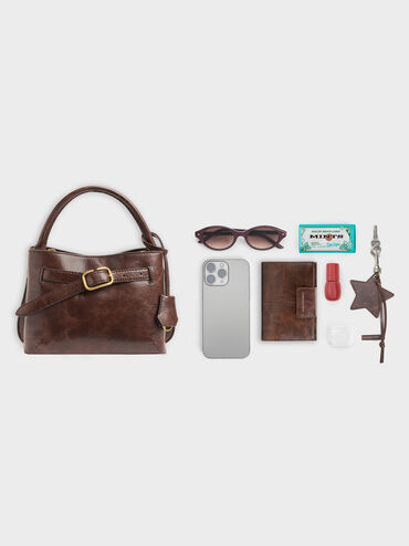 Victoria Belted Top Handle Bag, Distressed Coffee, hi-res