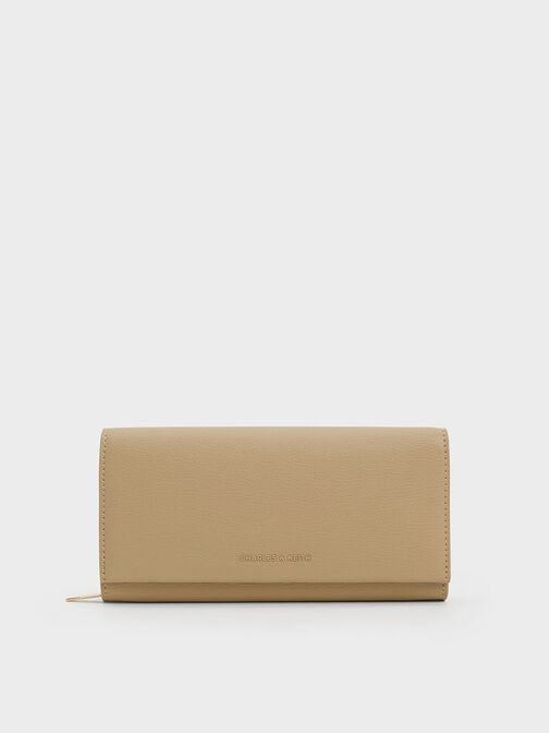 Front Flap Long Wallet, Sand, hi-res