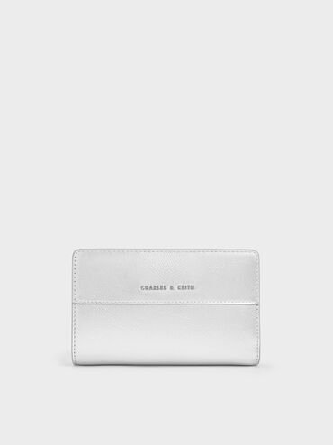 Cadence Metallic Top-Zip Wallet, Silver, hi-res