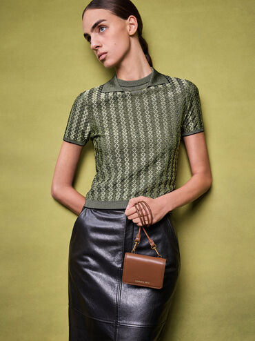 Lyla Knotted-Strap Wallet, Chocolate, hi-res