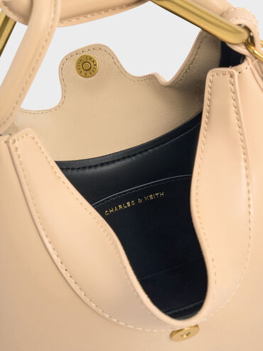 Mini Kora Chain-Link Moon Bag, Beige, hi-res