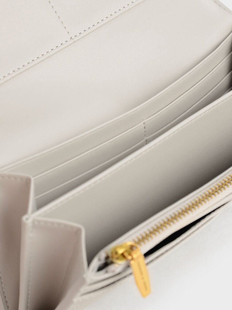 Briony Curved Flap Long Wallet, Light Grey, hi-res