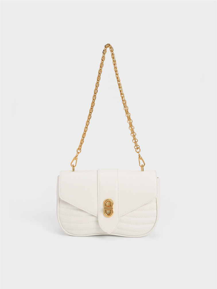 Aubrielle Panelled Crossbody Bag, White, hi-res