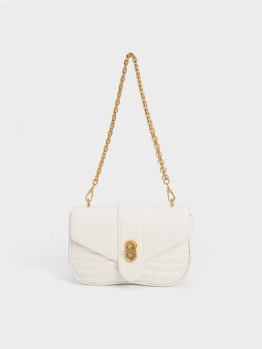 Aubrielle Panelled Crossbody Bag, White, hi-res