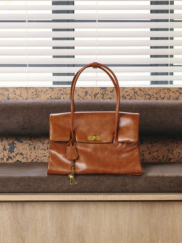 Kerry Trapeze Tote Bag, Distressed Tan, hi-res