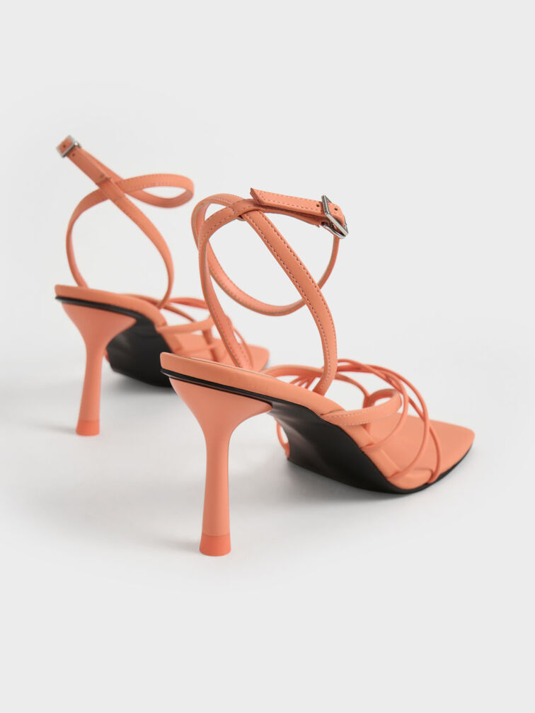 Ankle Strap Thong Sandals, Peach, hi-res