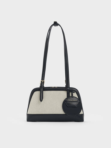 Enola Canvas Two-Tone Elongated-Handle Bag, Black, hi-res