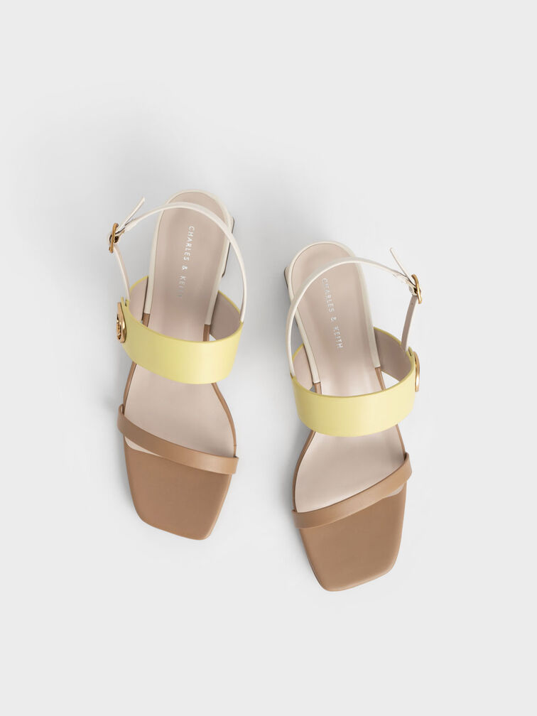 Metallic Accent Trapeze Heel Sandals, Multi, hi-res