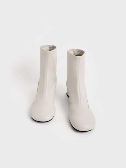 Stitch-Trim Cylindrical Heel Ankle Boots, Chalk, hi-res