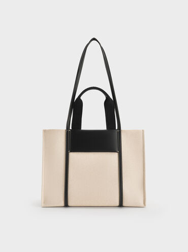 Shalia Canvas Tote Bag, Beige Canvas, hi-res