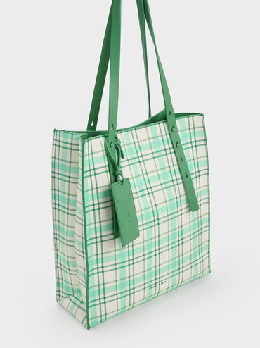 Cyrus Checkered Tote Bag, Green, hi-res