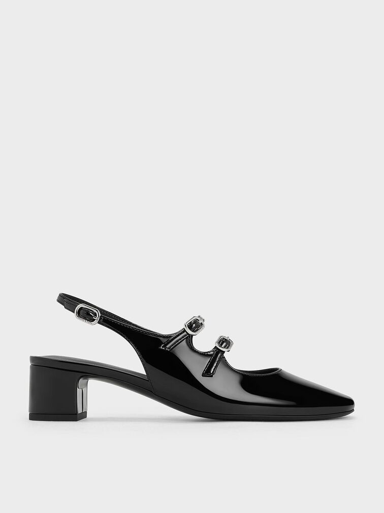 Clementine Double-Strap Slingback Mary Jane Pumps, Black Box, hi-res