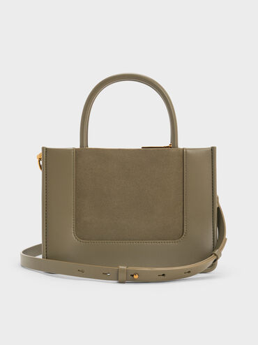 Mini Daylla Recycled Suede Tote Bag, Deep Olive, hi-res