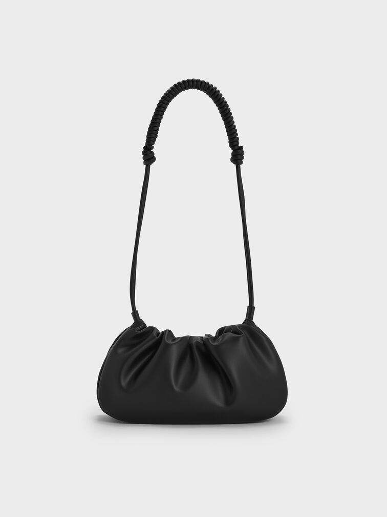Lorelai Ruched Knotted-Strap Shoulder Bag, Noir, hi-res