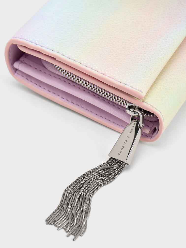 Tassel Detail Swirl-Print Long Wallet, Pearl, hi-res