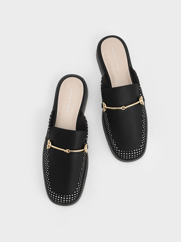 Metallic Bar Woven Loafer Mules, Multi, hi-res