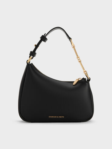 Mini Agatha Chain-Accent Shoulder Bag, Black, hi-res