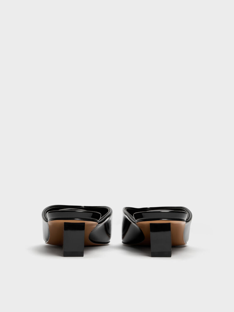 Patent Translucent-Heel Wedge Mules, Black Patent, hi-res