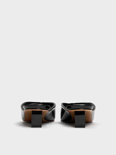 Patent Translucent-Heel Wedge Mules, Black Patent, hi-res
