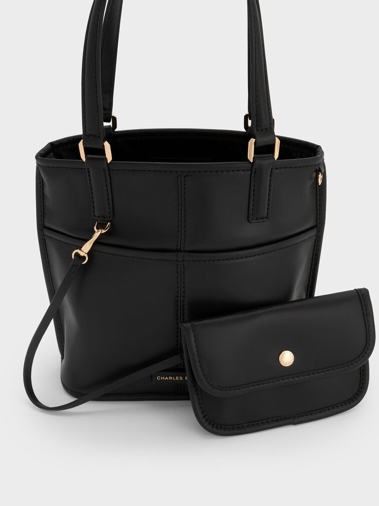 Addison Knotted-Rope Reversible Tote Bag, Black, hi-res