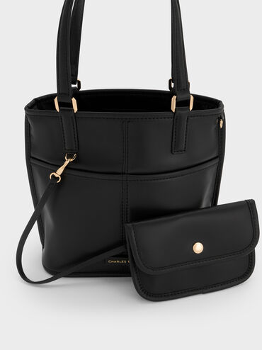 Addison Knotted-Rope Reversible Tote Bag, Black, hi-res