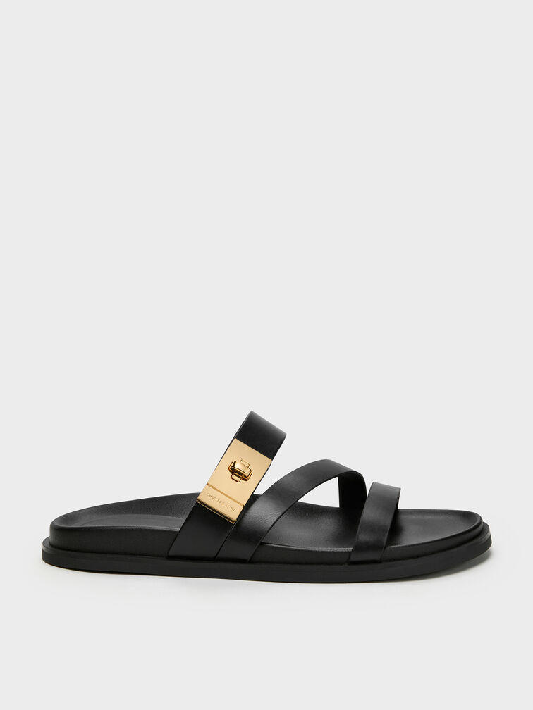 Aelin Strappy Sandals, Black, hi-res