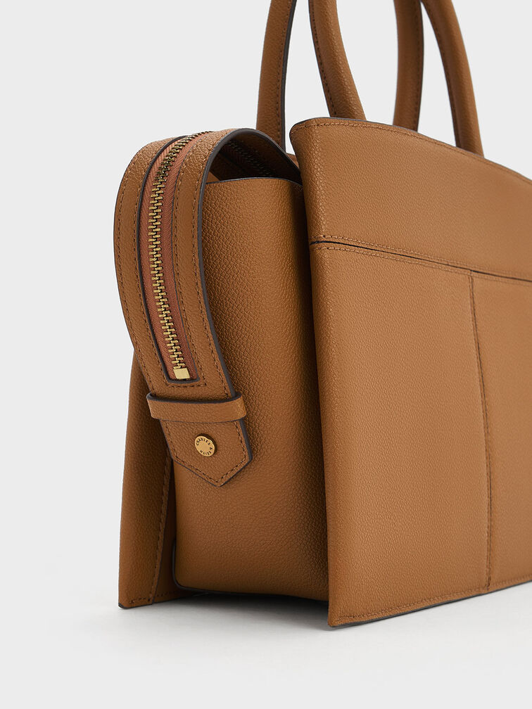 Anwen Trapeze Top Handle Bag, Chocolate, hi-res