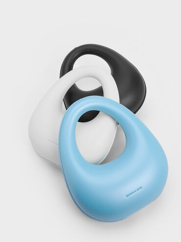 Sculptural Top Handle Moon Bag, Blue, hi-res