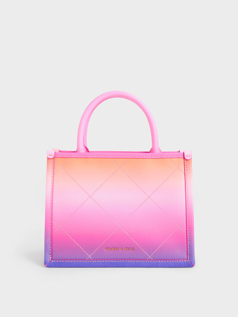 Celia Quilted Double Handle Tote Bag, Holographic, hi-res
