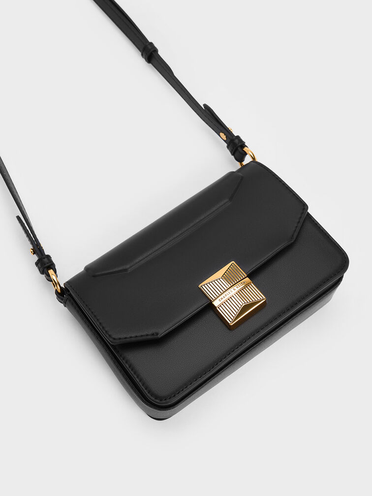 Kalinda Metallic Accent Boxy Bag, Black, hi-res