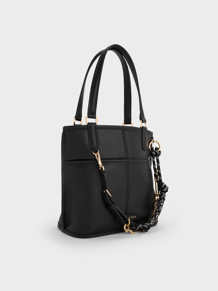 Addison Knotted-Rope Reversible Tote Bag, Black, hi-res
