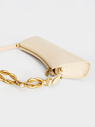 Metallic-Accent Strap Trapeze Bag, Chalk, hi-res