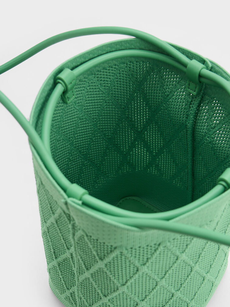 Genoa Knitted Drawstring Bag, Green, hi-res