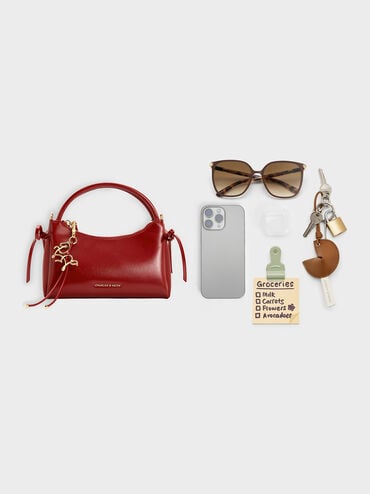 Hazel Bow Horse-Motif Top Handle Bag, Tomato Red, hi-res