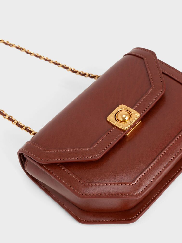 Avis Geometric Shoulder Bag, Chocolate, hi-res