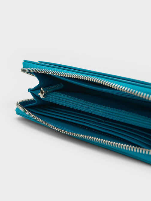 Cyrus Checkered Long Wallet, Blue, hi-res