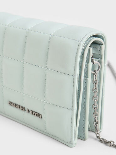 Cassia Quilted Chain-Handle Mini Wallet, Sage Green, hi-res