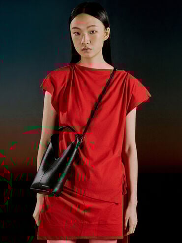 Simone Angular Bucket Bag, Noir, hi-res