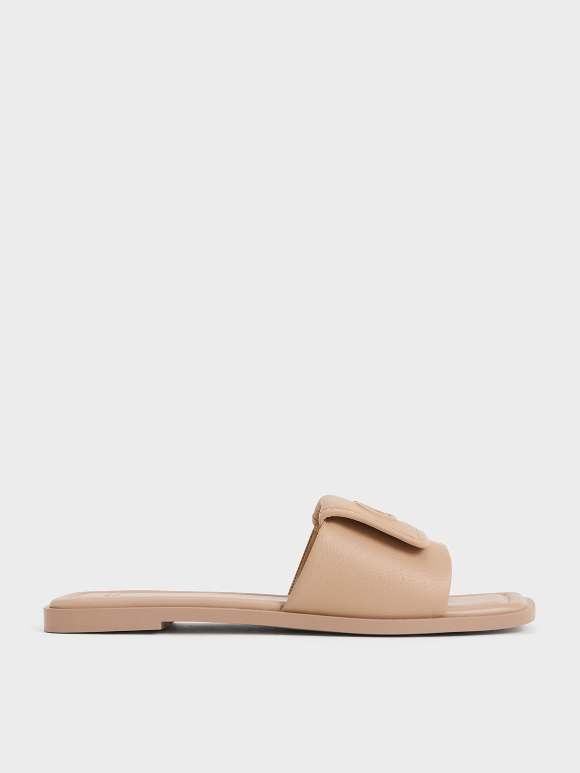 Leather Slide Sandals Nude