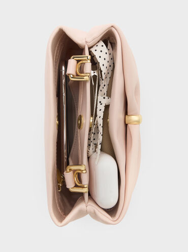 Halsey Ruched Top Handle Bag, Soft Pink, hi-res